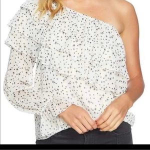 1.State White and Gold Lining Blouse